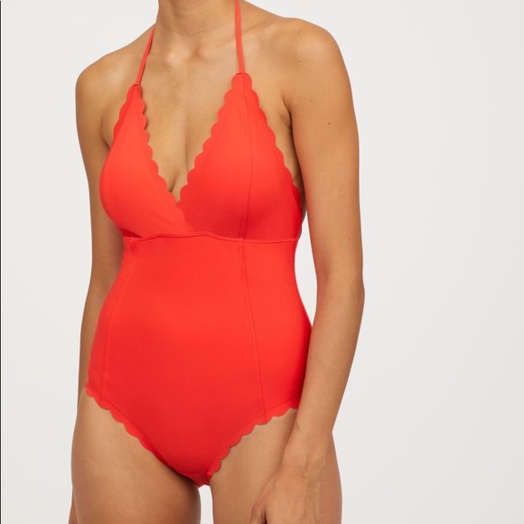 H&M Other - NWT Coral Red Scalloped V-Neck H&M One-Piece